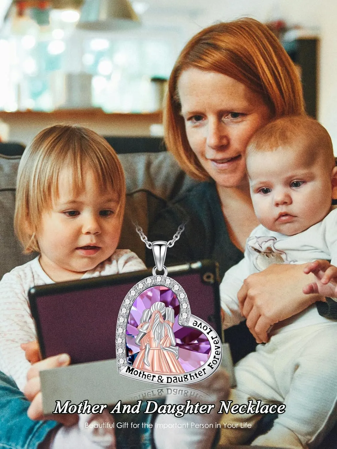 Mama Bear/Mothers Daughter/Mothers 2 Children/3 Children Necklace Matching Mother Daughter Necklace 925 Sterling Silver Mothers Day Necklace Mother Children Jewelry Gifts for New Mom Family Women