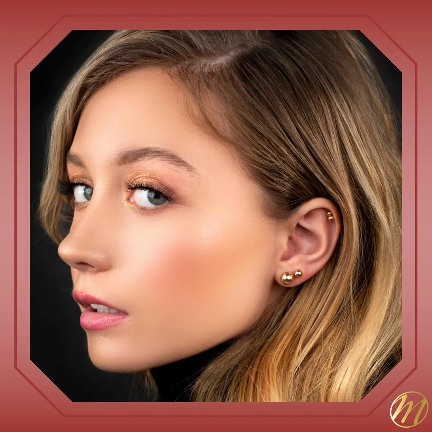 MASSETE Gold Ball Stud Earrings for Women and Girls | 10k, 14k | White Yellow or Rose Gold | 5mm -12mm | Nickel Free