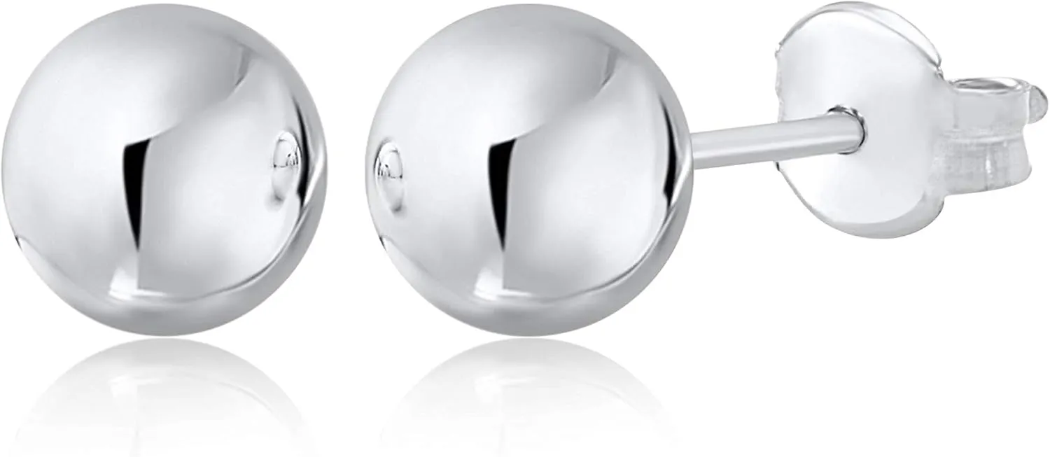MASSETE Gold Ball Stud Earrings for Women and Girls | 10k, 14k | White Yellow or Rose Gold | 5mm -12mm | Nickel Free