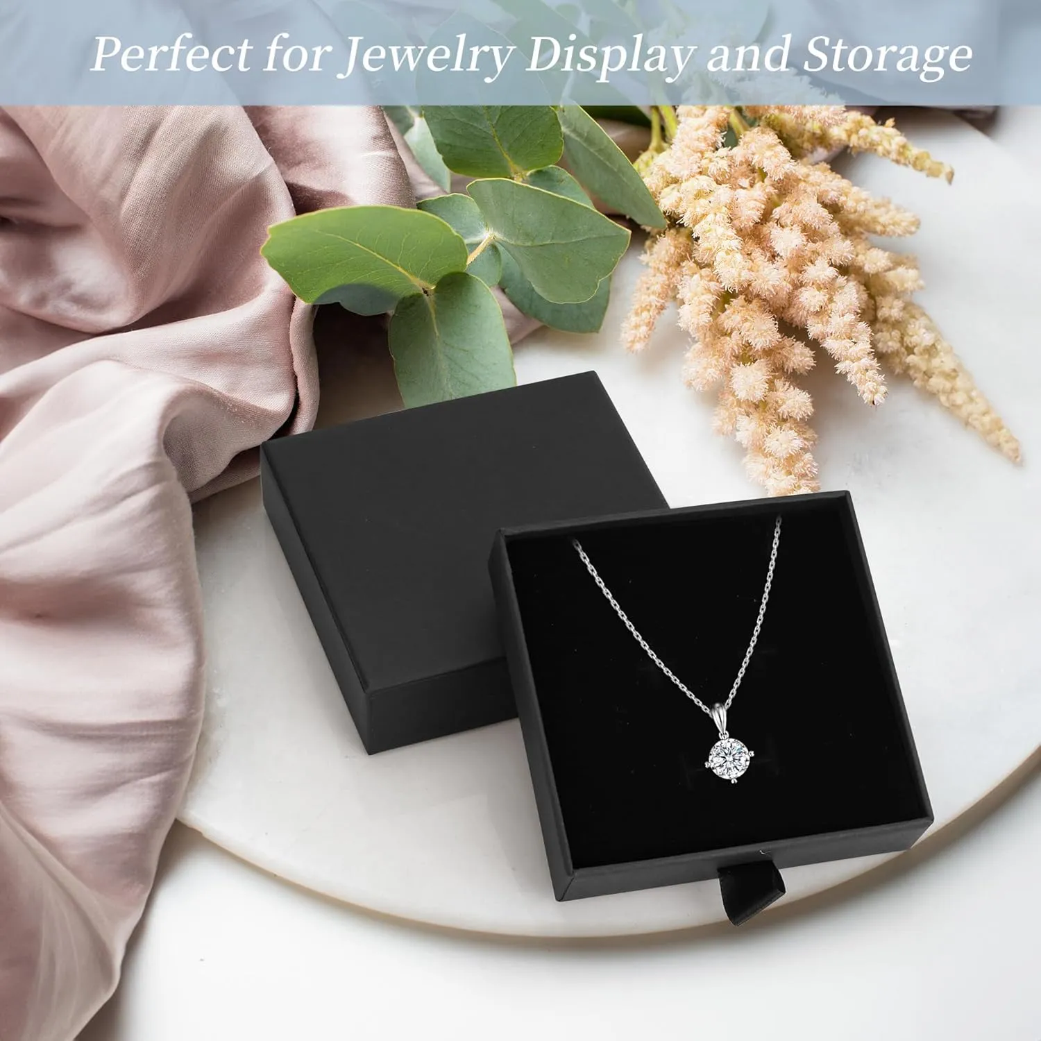 MATUFF Jewelry Gift Boxes, 10 Pack 3.5"  3.5" x 1" Sponge Fill Cardboard Jewelry Box Bulk, Drawer Style Small Gift Boxes for Necklace Pendant Bracelet Ring Earring Display and Storage, Black
