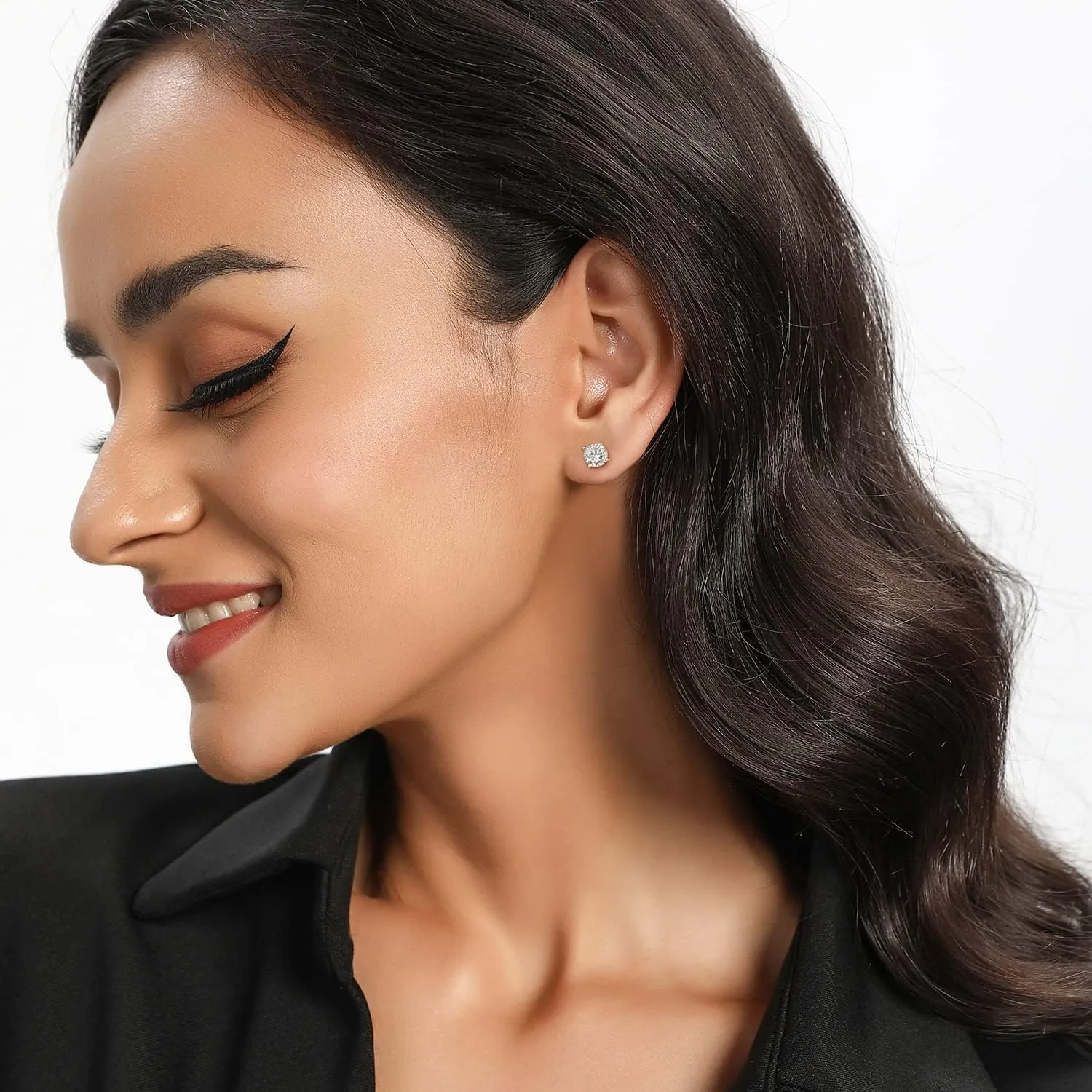 MDFUN Titanium Stud Earrings Set Hypoallergenic Cubic Zirconia Round CZ Surgical Stainless Steel 4 Prong Stud Earring for Women and Men 3-6mm Pack of 3-6mm