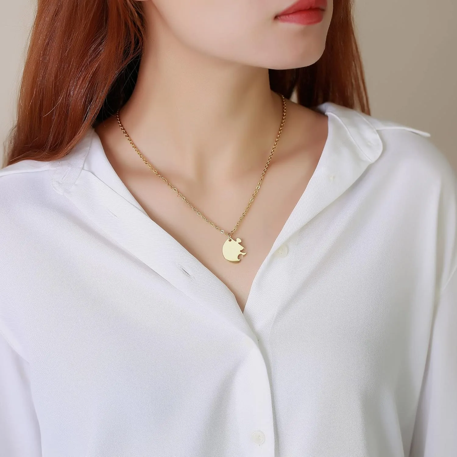 MEALGUET Personalized Name Initial Stainless Steel Heart Shape BFF Puzzle Necklace 2/3/4/5/6 Pcs for Family Love Best Friend Matching Necklace Set