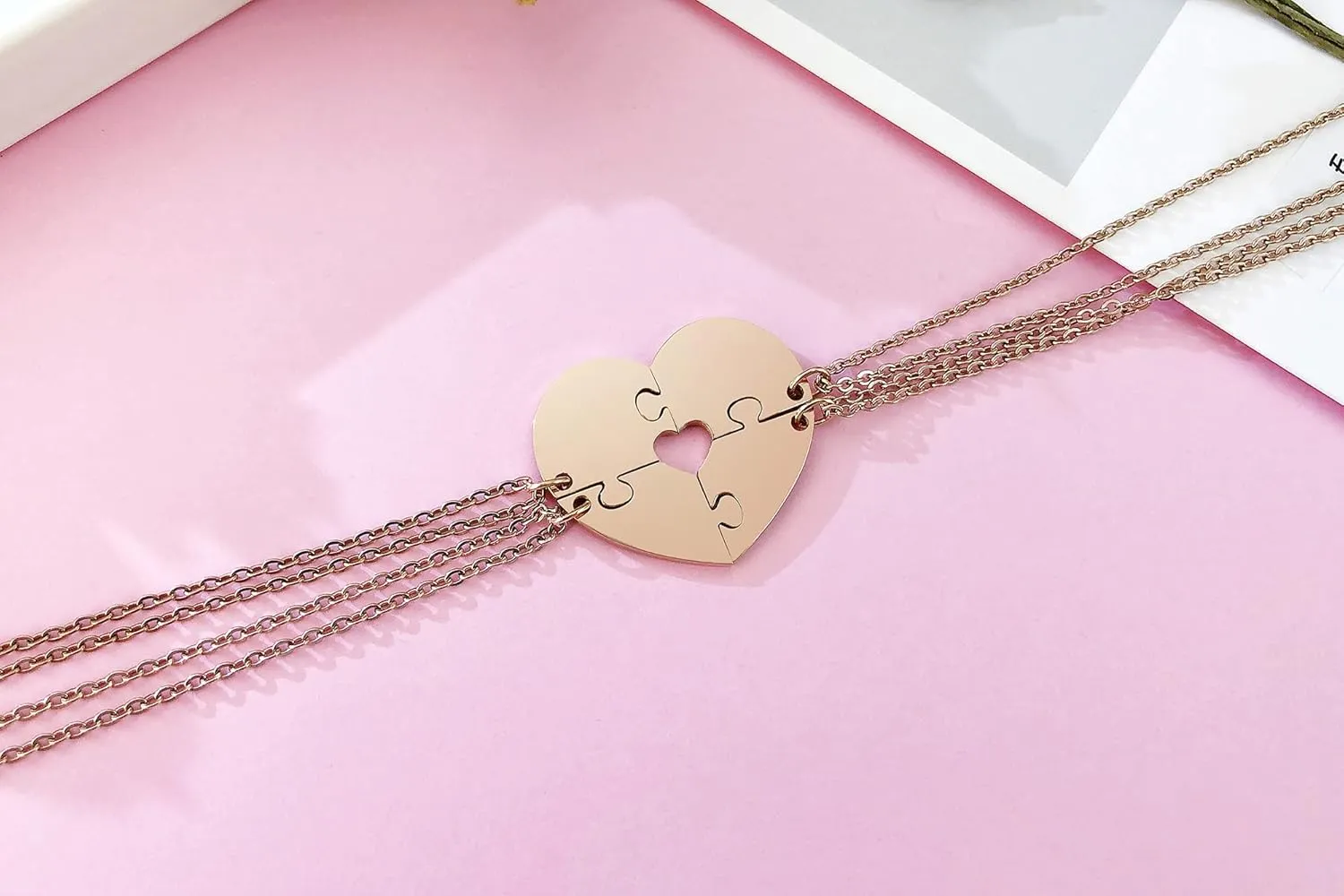 MEALGUET Personalized Name Initial Stainless Steel Heart Shape BFF Puzzle Necklace 2/3/4/5/6 Pcs for Family Love Best Friend Matching Necklace Set