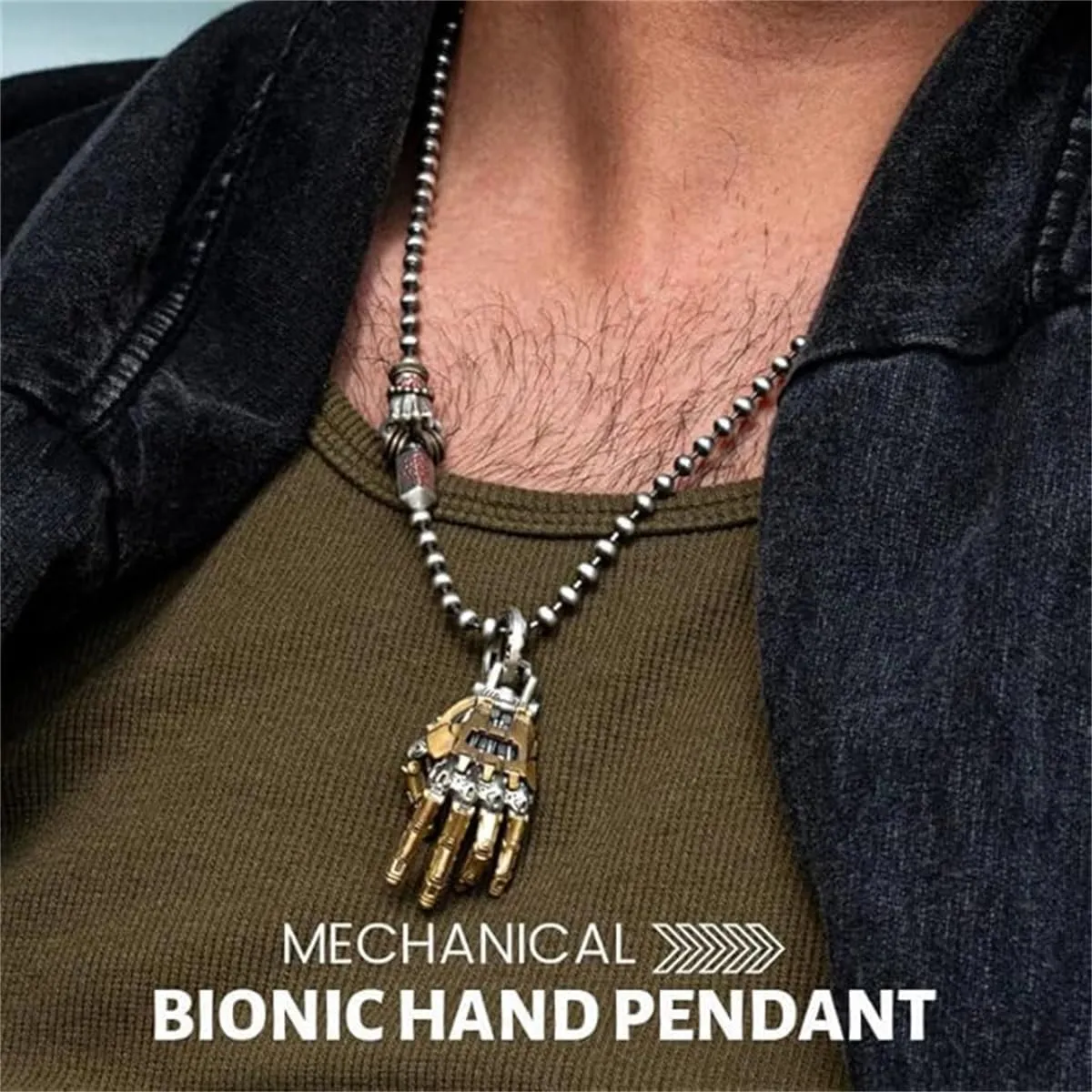 Mechanical Bionic Hand Pendant,Movable Finger Joints Robot Hand Charm Jewelry,Steampunk Mechanical Hands Pendant Necklace,Punk Lover Gift for Men Women