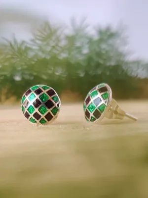MEENAKARI Small Checks Studs