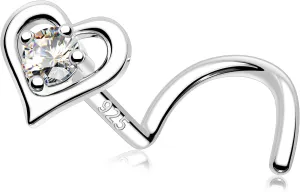 MeIighting Sterling Silver 925 Nose Stud 20G Nose Ring S-Shaped Nostril Piercing Clear CZ 7mm Nose Piercing Jewelry Body Jewelry for Women