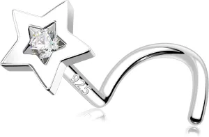 MeIighting Sterling Silver 925 Nose Stud 20G Nose Ring S-Shaped Nostril Piercing Clear CZ 7mm Nose Piercing Jewelry Body Jewelry for Women