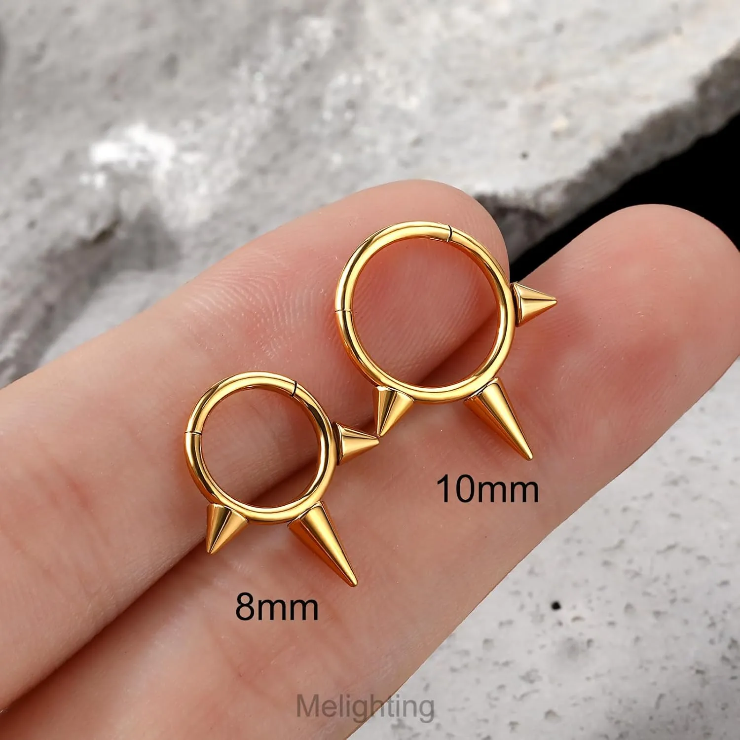 Melighting Spike Septum Ring 16G Septum Jewelry Hoop Stainless Steel 316L Cartilage Earring Hinged Spike Daith Piercing Jewelry for Women