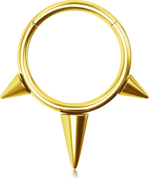 Melighting Spike Septum Ring 16G Septum Jewelry Hoop Stainless Steel 316L Cartilage Earring Hinged Spike Daith Piercing Jewelry for Women