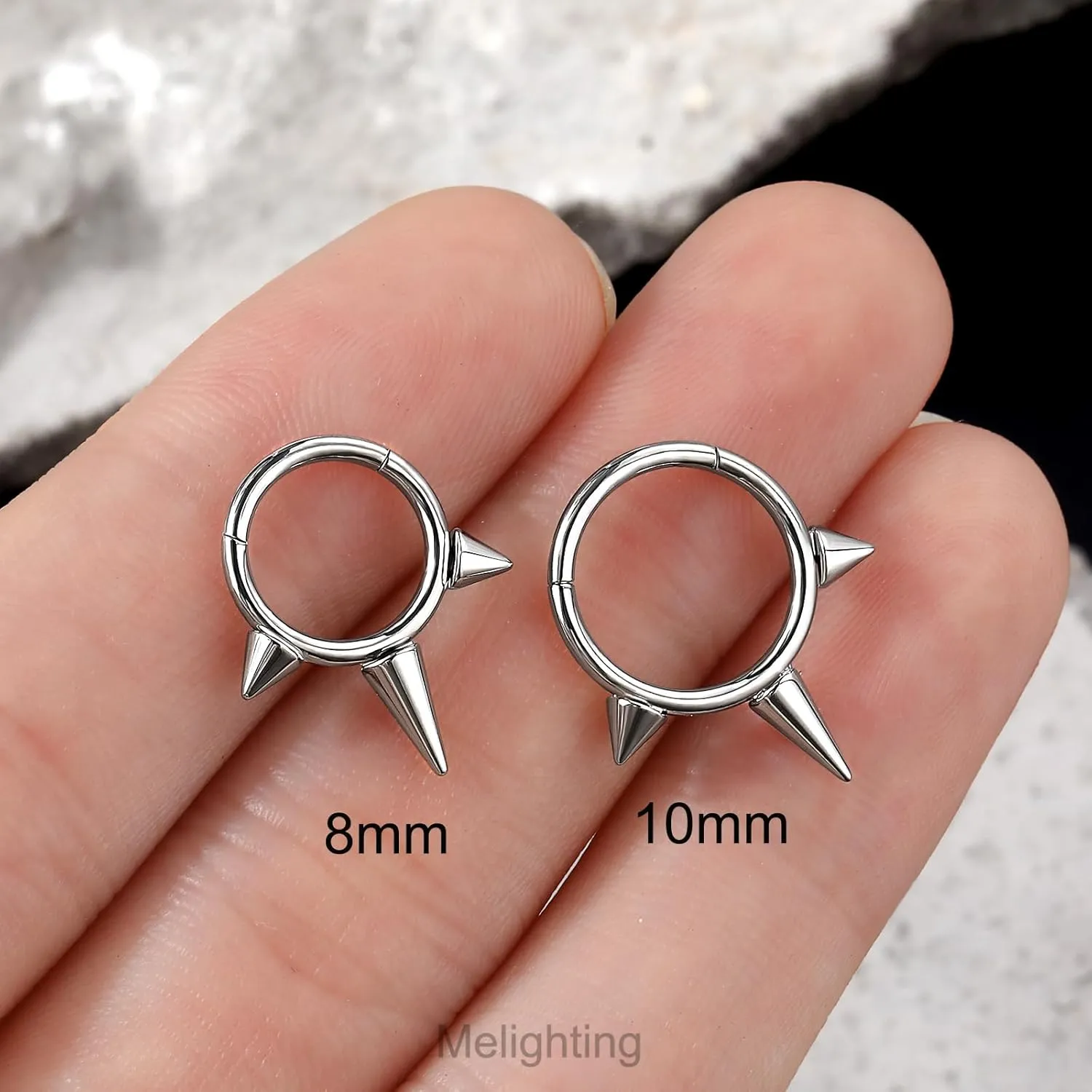 Melighting Spike Septum Ring 16G Septum Jewelry Hoop Stainless Steel 316L Cartilage Earring Hinged Spike Daith Piercing Jewelry for Women