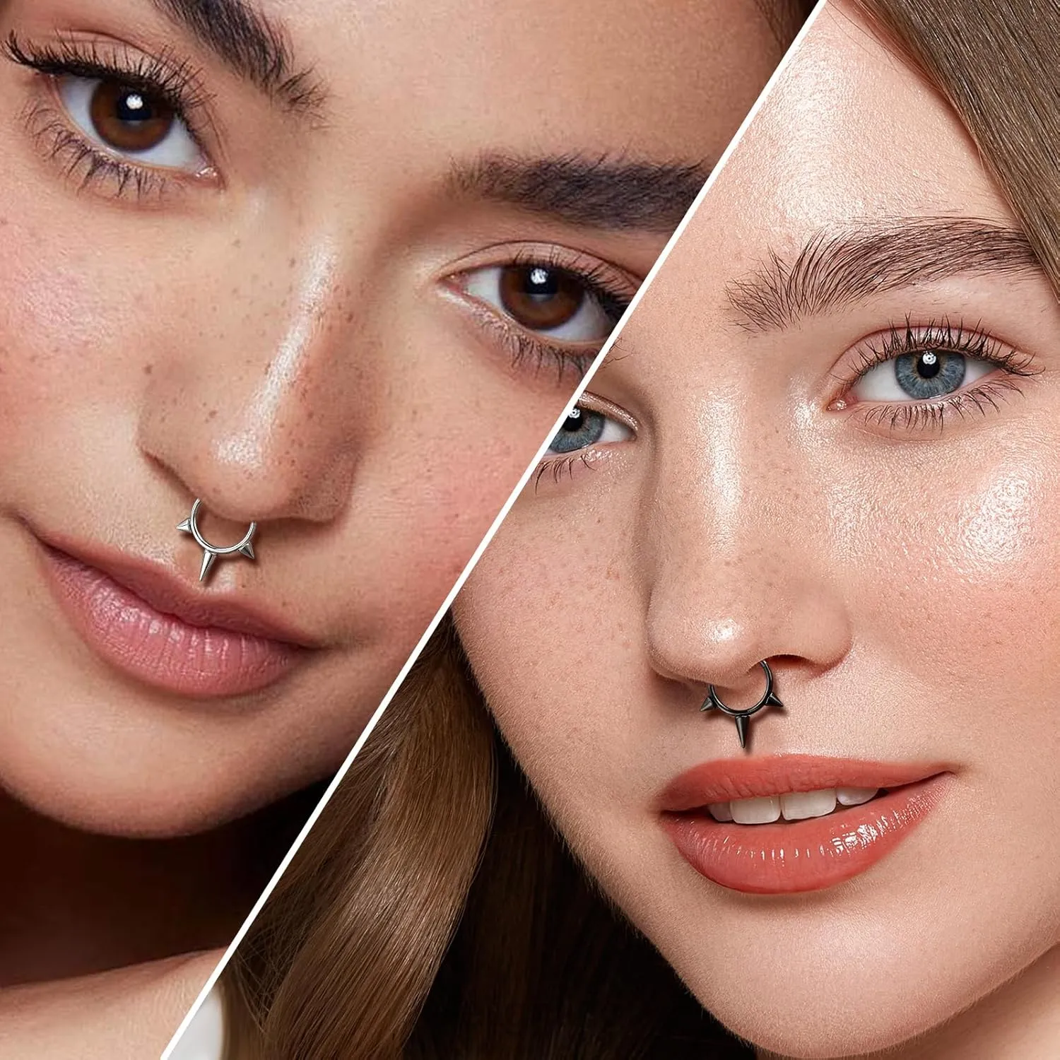 Melighting Spike Septum Ring 16G Septum Jewelry Hoop Stainless Steel 316L Cartilage Earring Hinged Spike Daith Piercing Jewelry for Women