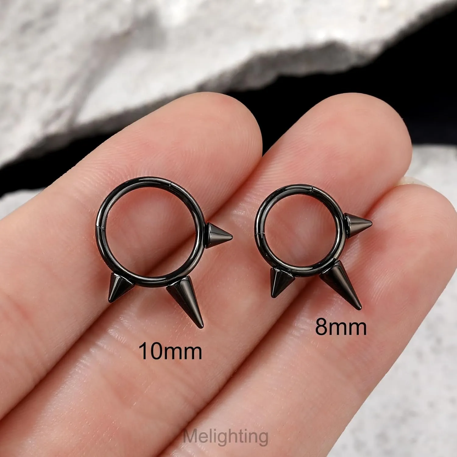 Melighting Spike Septum Ring 16G Septum Jewelry Hoop Stainless Steel 316L Cartilage Earring Hinged Spike Daith Piercing Jewelry for Women