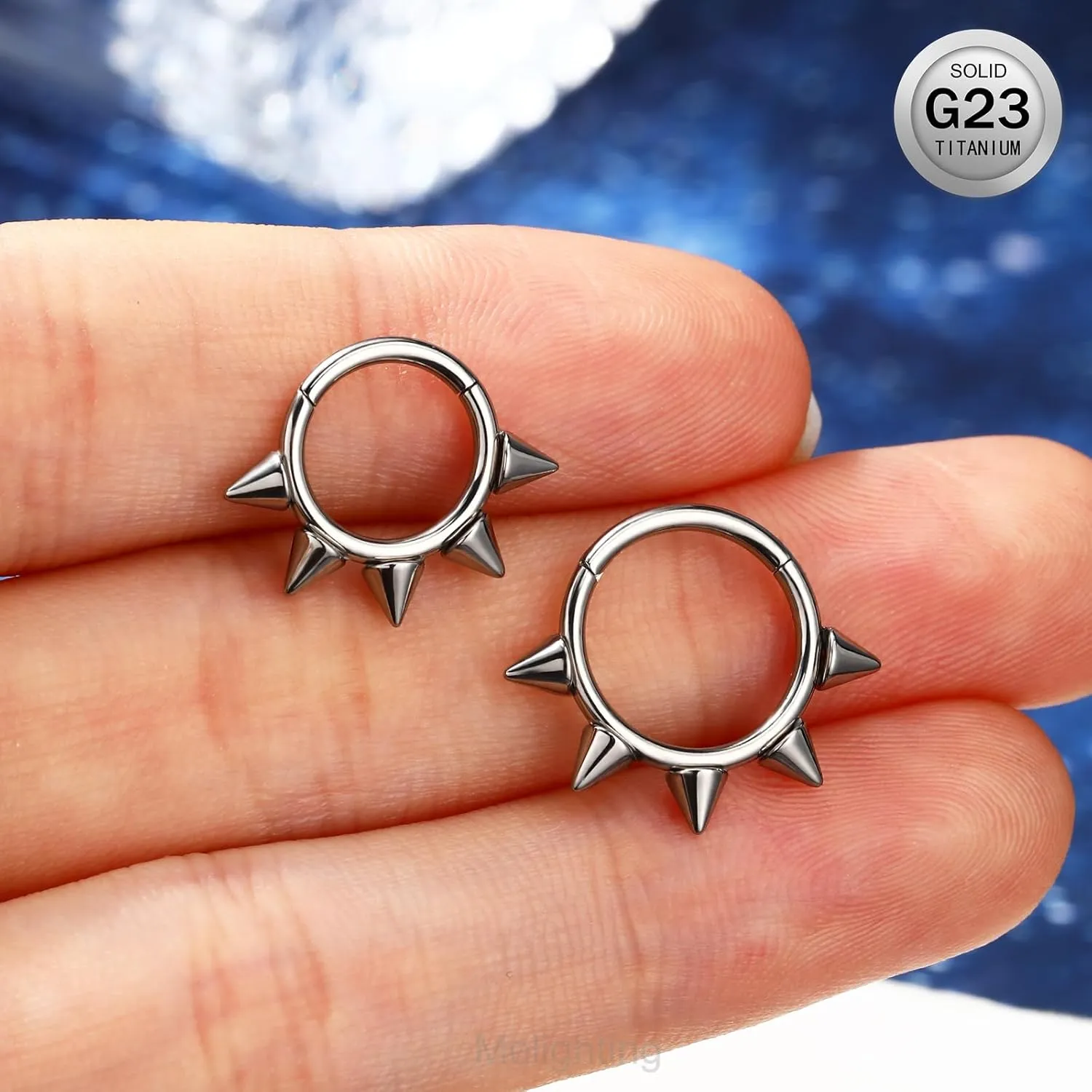 Melighting Titanium Septum Ring 16G Spike Septum Jewelry Titanium Daith Piercing Jewelry SpikeCartilage Earring Tragus Piercing Jewelry for Women