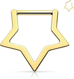 Melighting Titanium Star Septum Ring 16G, 8mm Solid Titanium G23 Daith Piercing Jewelry, Clicker Conch Helix Earring for Women