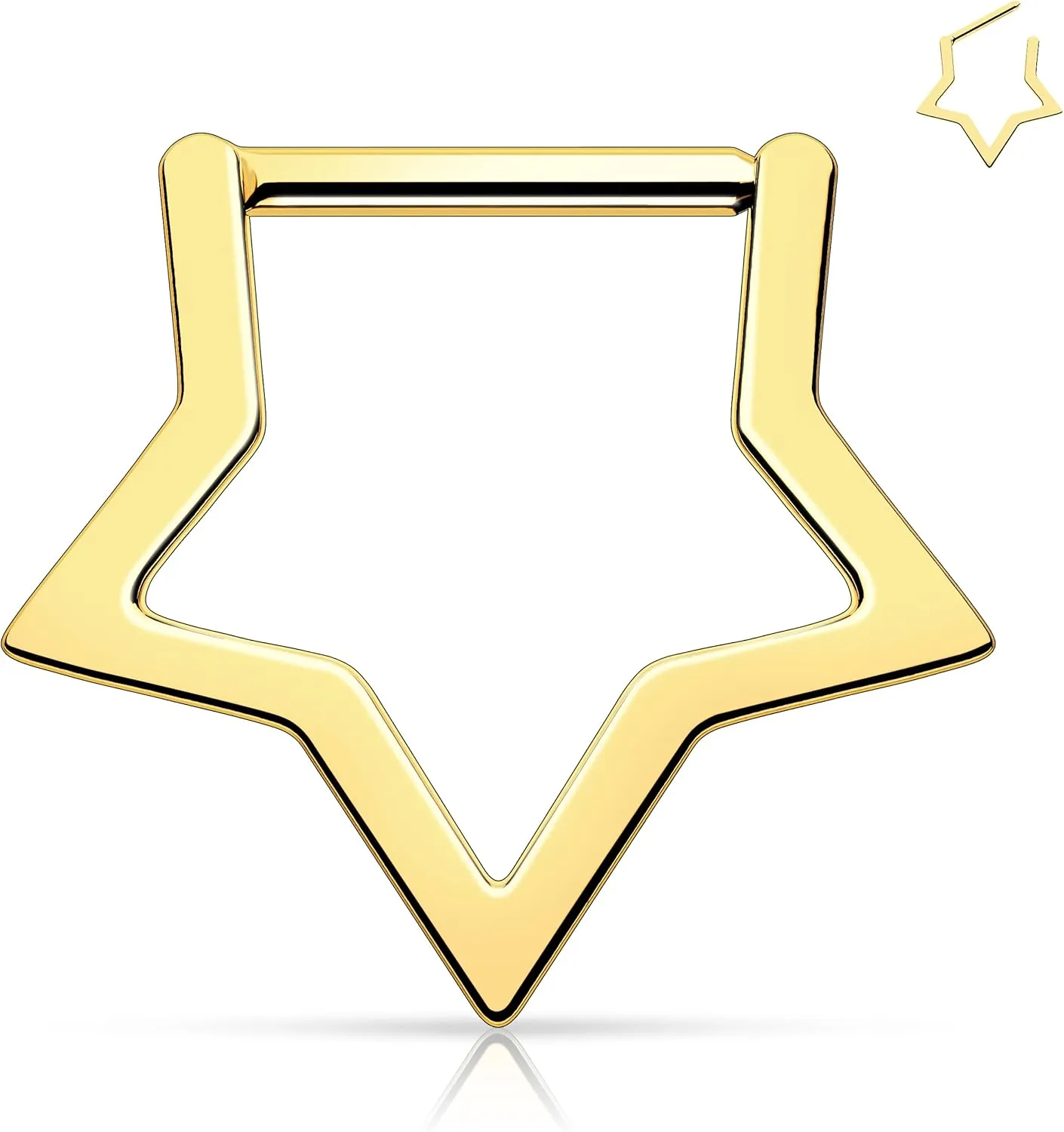 Melighting Titanium Star Septum Ring 16G, 8mm Solid Titanium G23 Daith Piercing Jewelry, Clicker Conch Helix Earring for Women