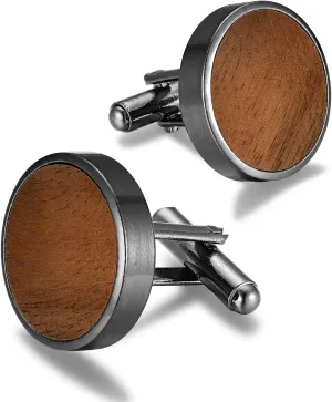 Men's Cufflinks Wood grain, Cufflinks for Men Round Solid for Regular Wedding Business Accessories Best Men