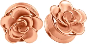Mens Ear Gauges Plugs, Stainless Steel Ear Tunnels for Women Silver Flower Shape Pierced Earrings for Women 2pcs