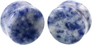 Mens Ear Gauges Plugs, Stone Ear Tunnels for Men Blue White Stone Unisex Piercing Gauge Earrings 2pcs