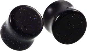 Mens Ear Gauges Plugs, Stone Ear Tunnels for Men Blue White Stone Unisex Piercing Gauge Earrings 2pcs