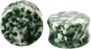 Mens Ear Gauges Plugs, Stone Ear Tunnels for Men Blue White Stone Unisex Piercing Gauge Earrings 2pcs