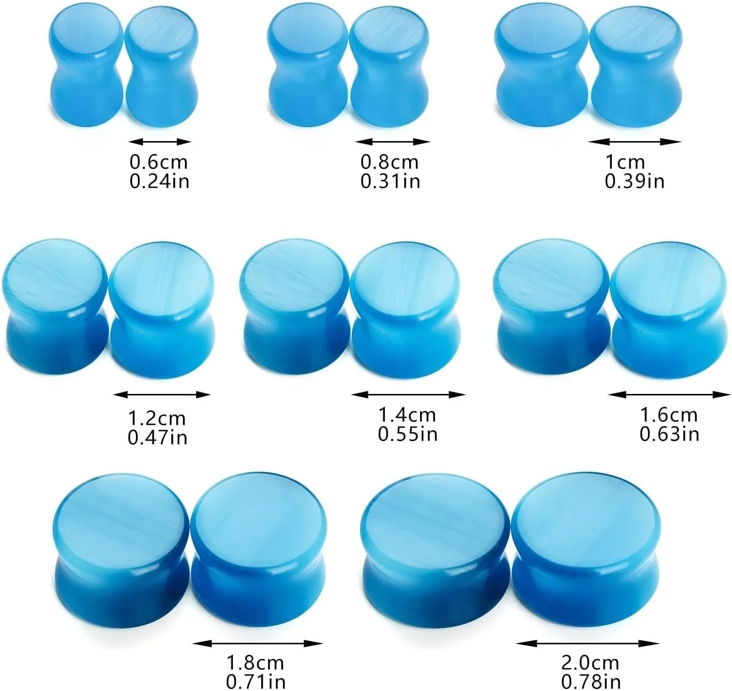 Mens Ear Gauges Plugs, Stone Tunnels for Women Ears Blue Stone Unisex Piercing Gauge Earrings 2pcs