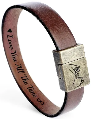 Men's Leather Bracelet Personalized - Hidden Message Wristband - Customizable Anniversary Gift for Husband -Sentimental Present for Boyfriend