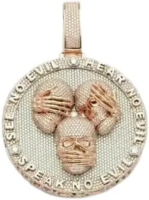 Men's Pendant REAL 925 Silver 16.80 ct MOISSANITE 2.5" Classic Skull Pass Tester With Certified