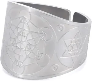 Metatron Cube Ring for Men Women Magic Men's Archangel Finger Rings Signet Ring Band Stainless Steel Sacred Geometry Hexagram Protection Amulet Ring Statement Band