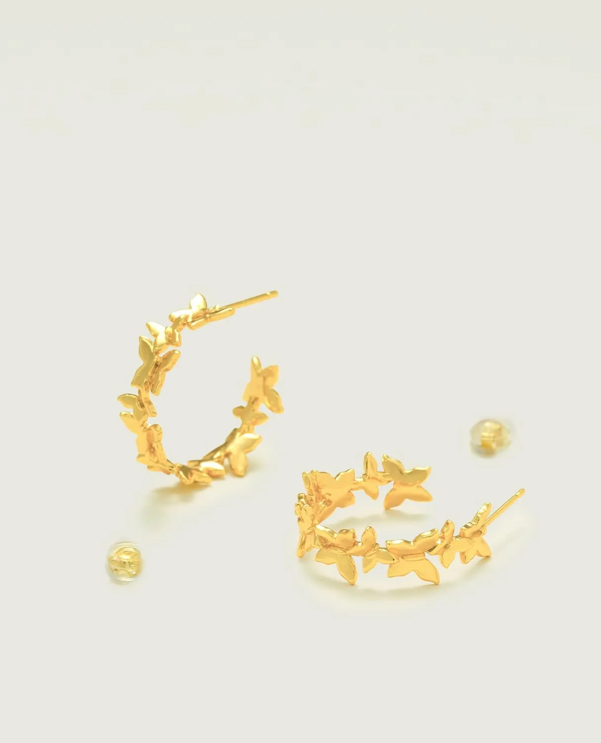 MEVECCO Gold Hoop Earring Sterling Silver Post Chunky Open Hoops 18K Gold Plated Simple Handmade Earrings Jewelry for Her
