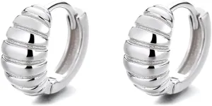 MIKAMU 925 Sterling Silver Croissant Hoop Earrings for Women CZ cubic zirconia Dainty Earring Jewelry for Women