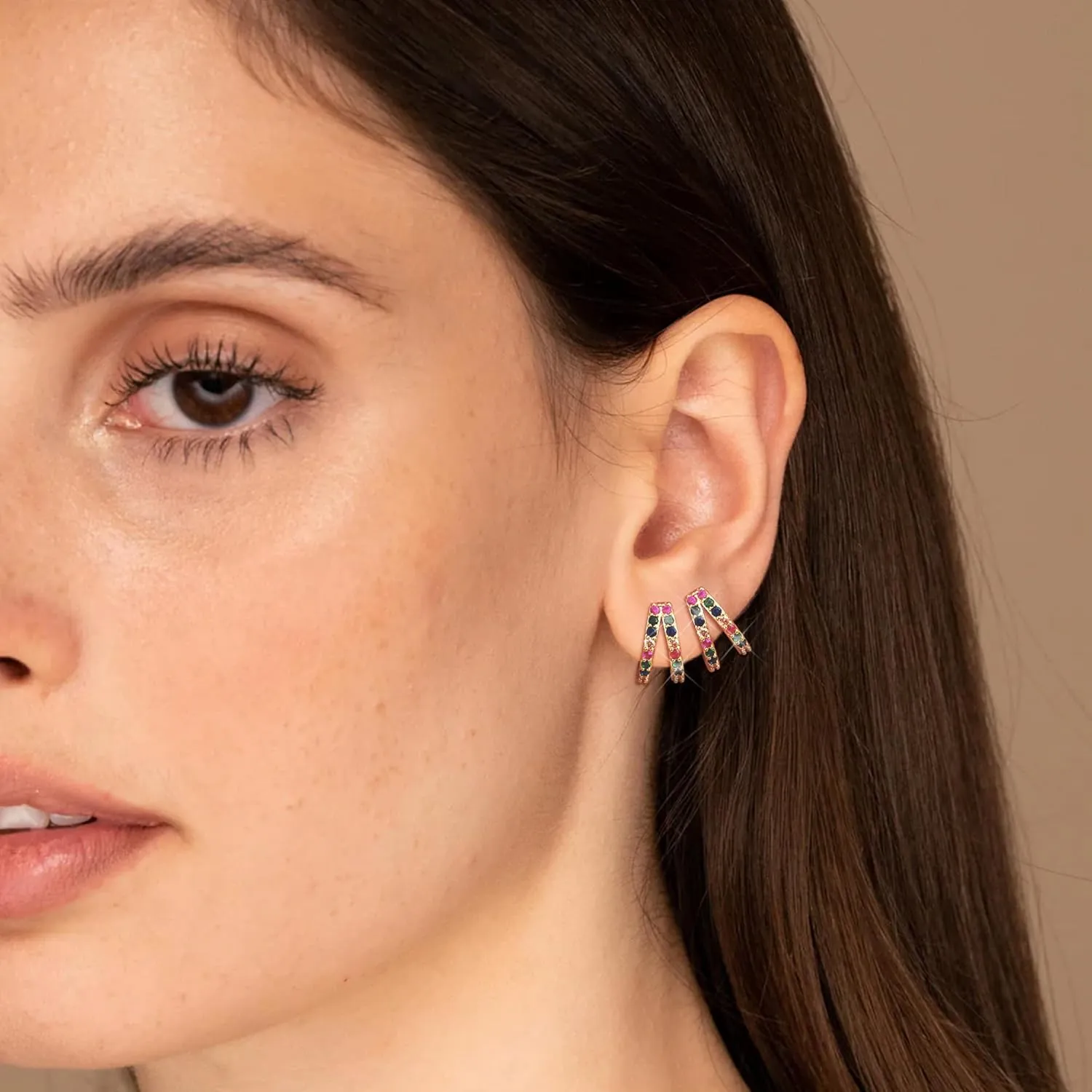 MILACOLATO Gold Hoop Earrings for Women 14K Gold Plated Small Huggie Earrings Hypoallergenic Sterling Silver Post Trendy Double Hoop Earrings for Women