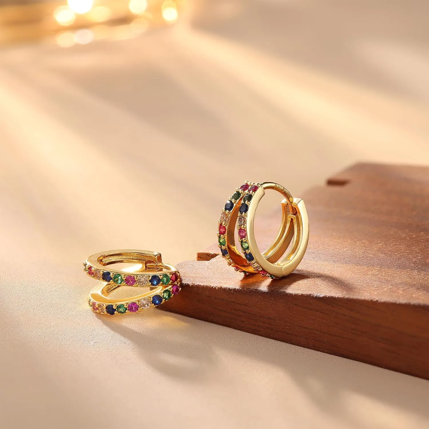 MILACOLATO Gold Hoop Earrings for Women 14K Gold Plated Small Huggie Earrings Hypoallergenic Sterling Silver Post Trendy Double Hoop Earrings for Women