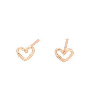 Mini Love Stud Earrings, Handmade Tiny 14K Gold Filled Pouty Kiss Studs by Lotus Stone Jewelry (Rose Gold, Heart)