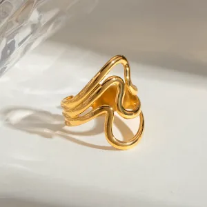 Minimalist Ripple Irregular Open Ring