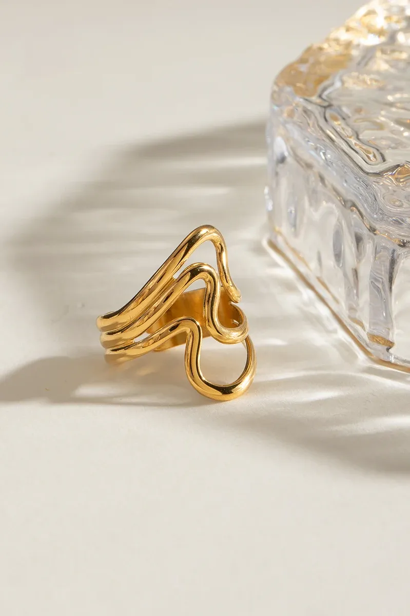 Minimalist Ripple Irregular Open Ring