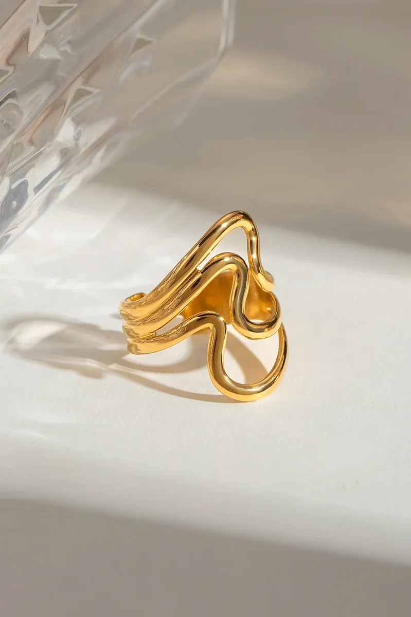 Minimalist Ripple Irregular Open Ring