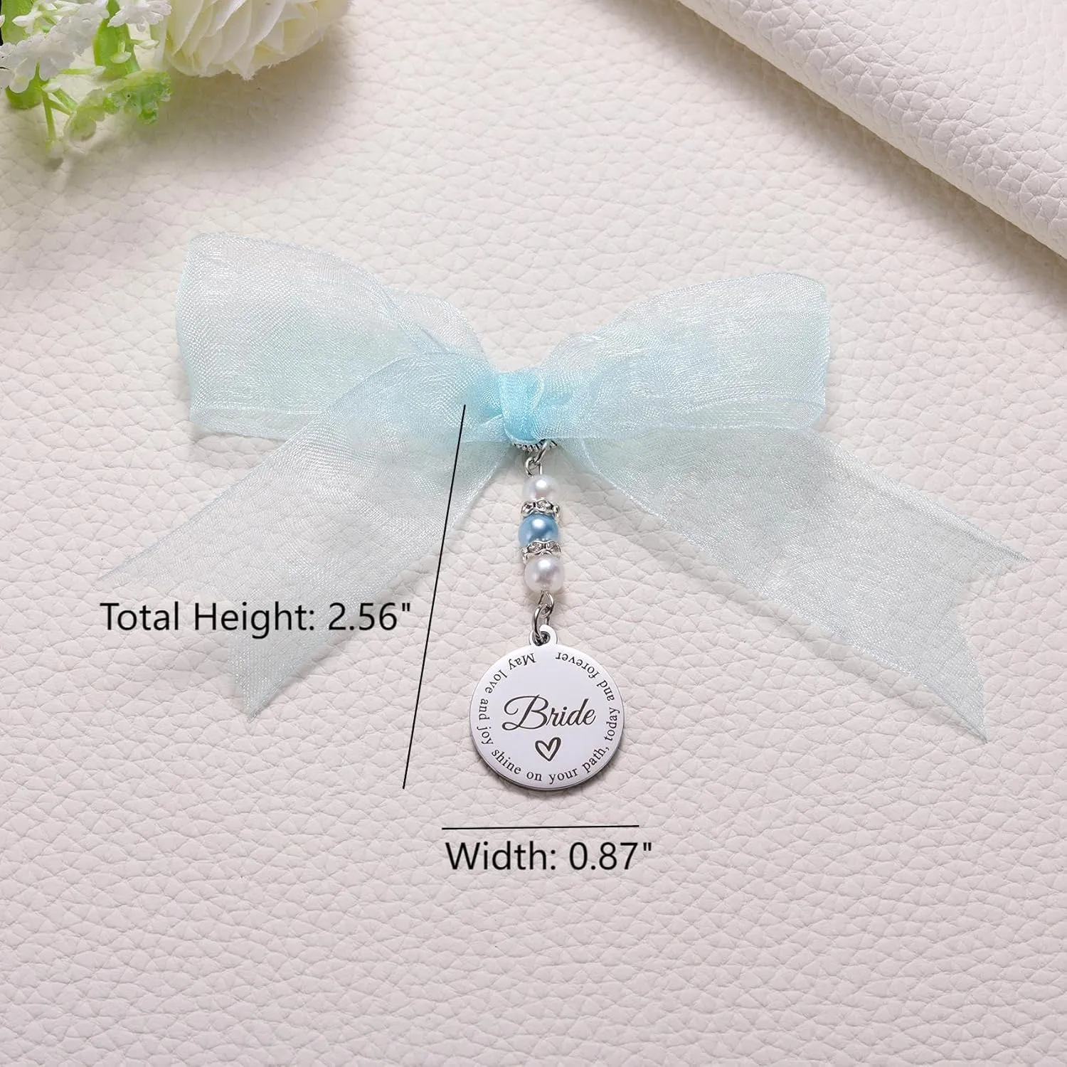 MIXJOY Something Blue Gift for Bride, Wedding Day Bridal Blue Pearl Angel Wings Bouquet Garter Charm for Bride to Be