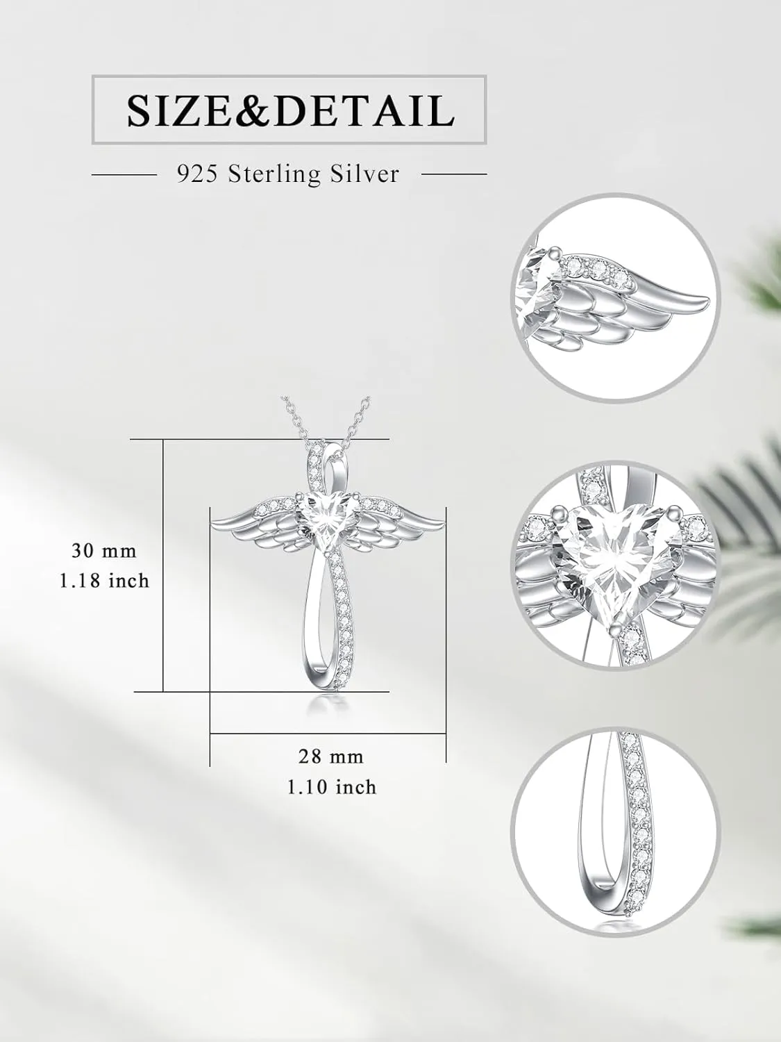 Moissanite Diamond Angel Wings Cross Necklace 14K Gold Plated 925 Sterling Silver Diamond Cross Pendant Necklaces for Women Birthday Christmas Gifts for Her Girlfriend Wife, 18 2 Inch