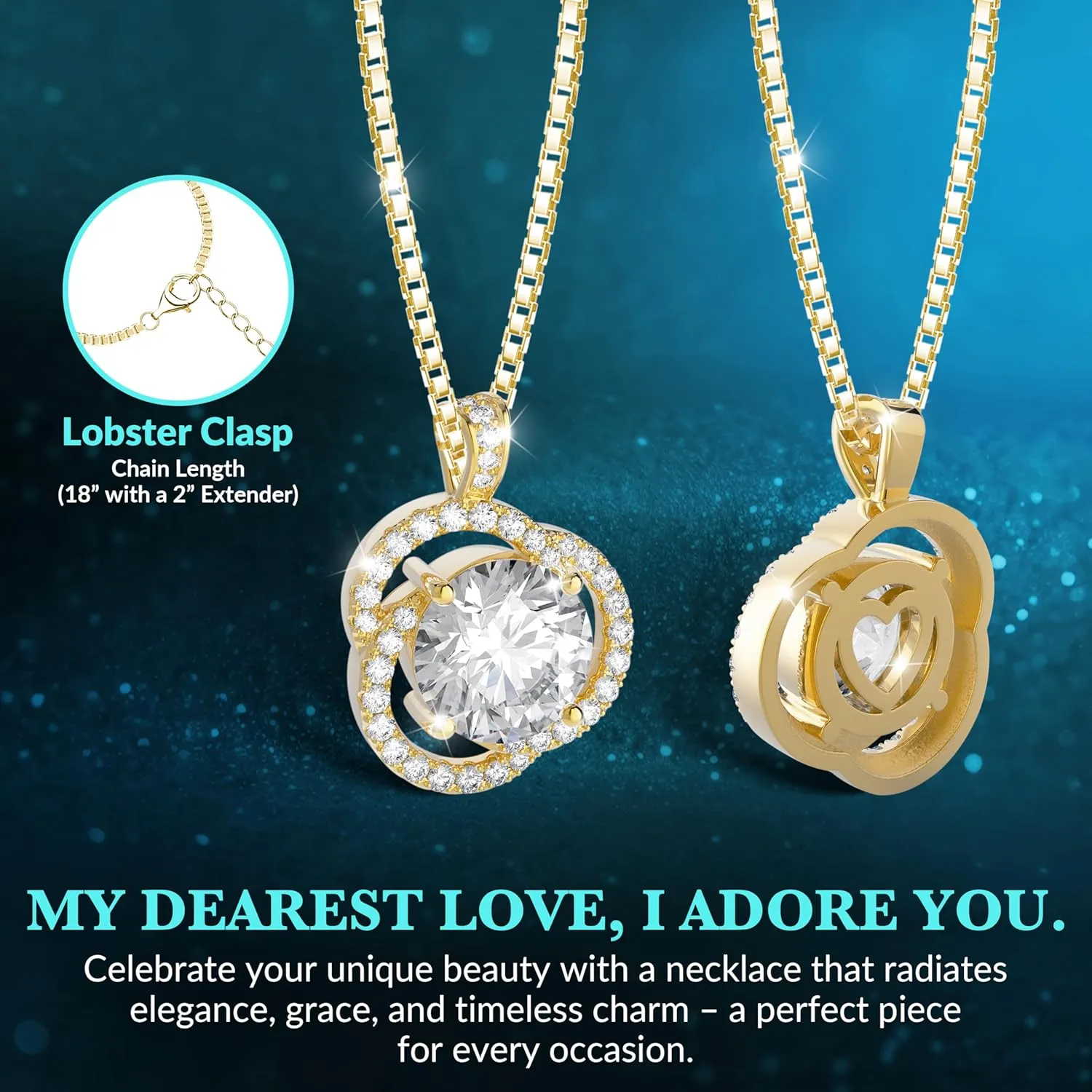 Moissanite Necklace for Women, 1ct 2ct 3ct, GRA Certified Rose Gold, Gold & Sterling Silver Swirling Moissanite Pendant Jewelry Gift for Her  Wife, Anniversary, Wedding, Valentine's Day, Birthday