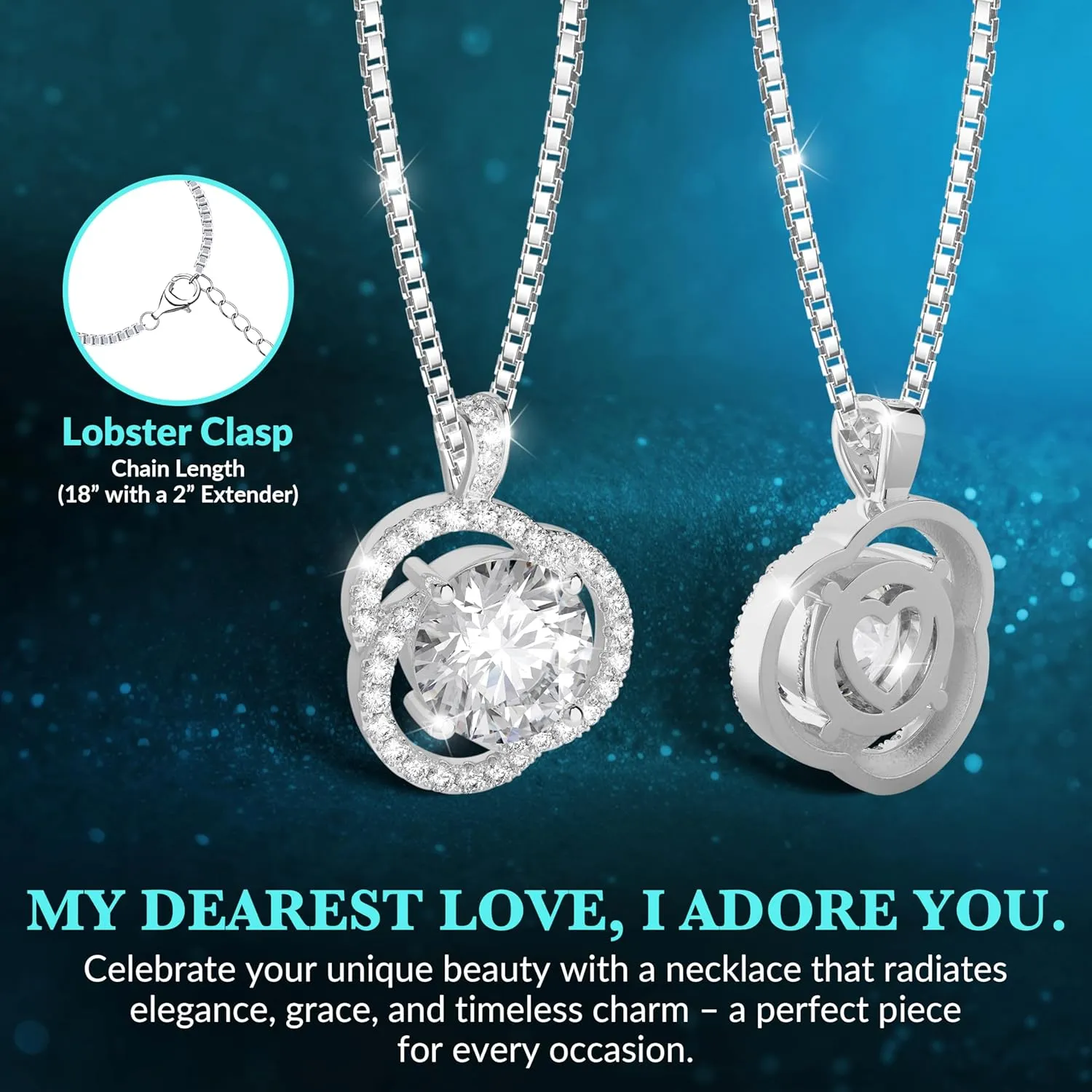Moissanite Necklace for Women, 1ct 2ct 3ct, GRA Certified Rose Gold, Gold & Sterling Silver Swirling Moissanite Pendant Jewelry Gift for Her  Wife, Anniversary, Wedding, Valentine's Day, Birthday