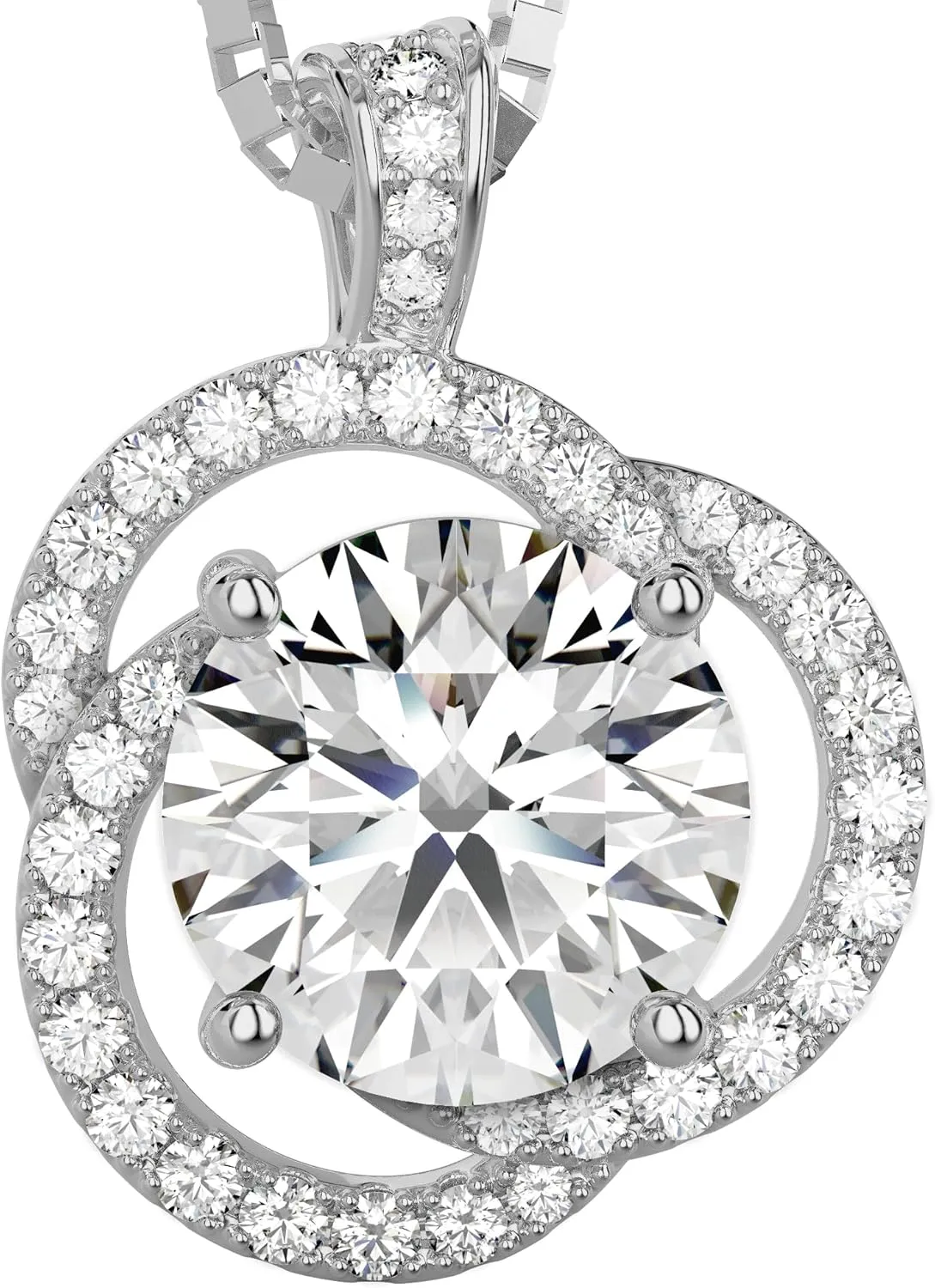 Moissanite Necklace for Women, 1ct 2ct 3ct, GRA Certified Rose Gold, Gold & Sterling Silver Swirling Moissanite Pendant Jewelry Gift for Her  Wife, Anniversary, Wedding, Valentine's Day, Birthday