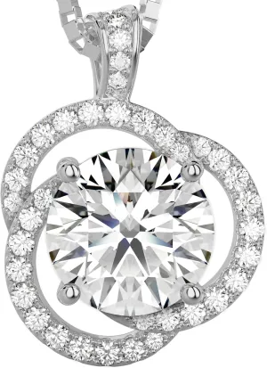 Moissanite Necklace for Women, 1ct 2ct 3ct, GRA Certified Rose Gold, Gold & Sterling Silver Swirling Moissanite Pendant Jewelry Gift for Her  Wife, Anniversary, Wedding, Valentine's Day, Birthday