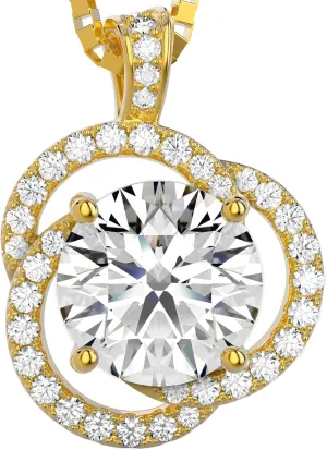 Moissanite Necklace for Women, 1ct 2ct 3ct, GRA Certified Rose Gold, Gold & Sterling Silver Swirling Moissanite Pendant Jewelry Gift for Her  Wife, Anniversary, Wedding, Valentine's Day, Birthday