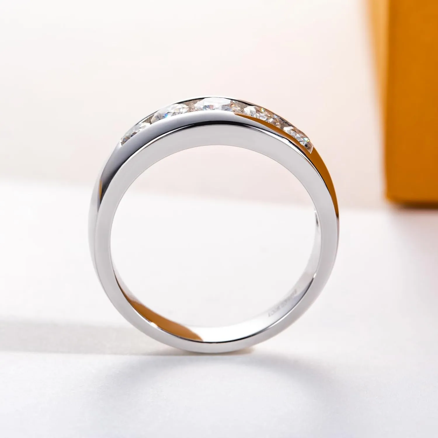 Moissanite Rings Wedding Bands for Women Men Unisex Couple D Color VVS1 Clarity 925 Sterling Silver Eternity Anniversary Band Engagement Promise Ring with Certificate