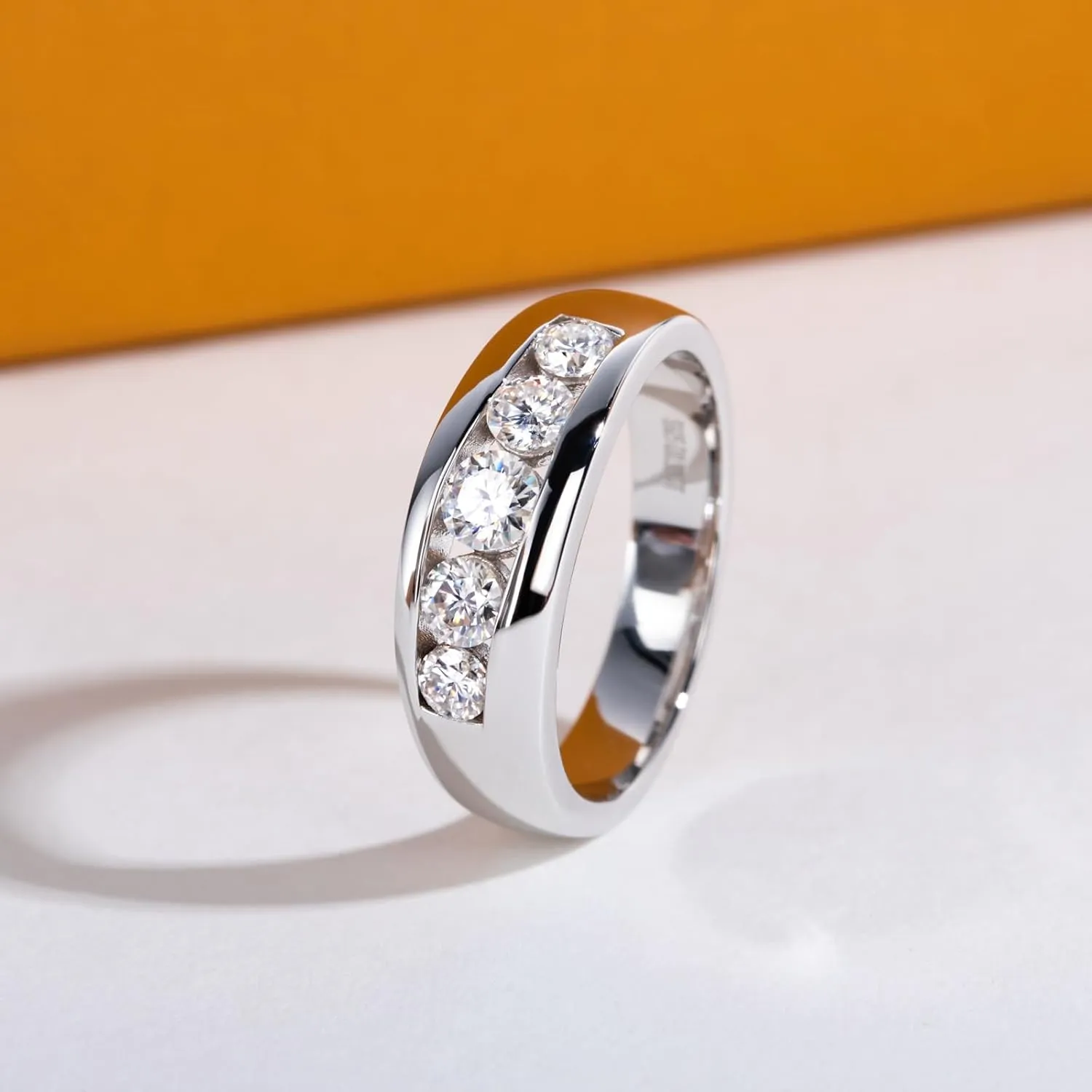 Moissanite Rings Wedding Bands for Women Men Unisex Couple D Color VVS1 Clarity 925 Sterling Silver Eternity Anniversary Band Engagement Promise Ring with Certificate