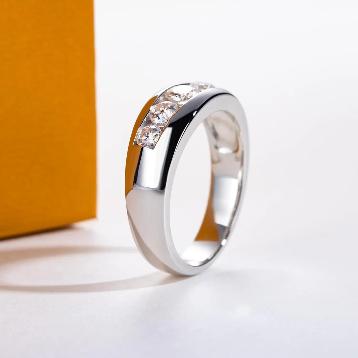 Moissanite Rings Wedding Bands for Women Men Unisex Couple D Color VVS1 Clarity 925 Sterling Silver Eternity Anniversary Band Engagement Promise Ring with Certificate