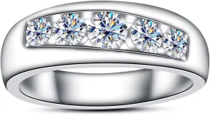 Moissanite Rings Wedding Bands for Women Men Unisex Couple D Color VVS1 Clarity 925 Sterling Silver Eternity Anniversary Band Engagement Promise Ring with Certificate