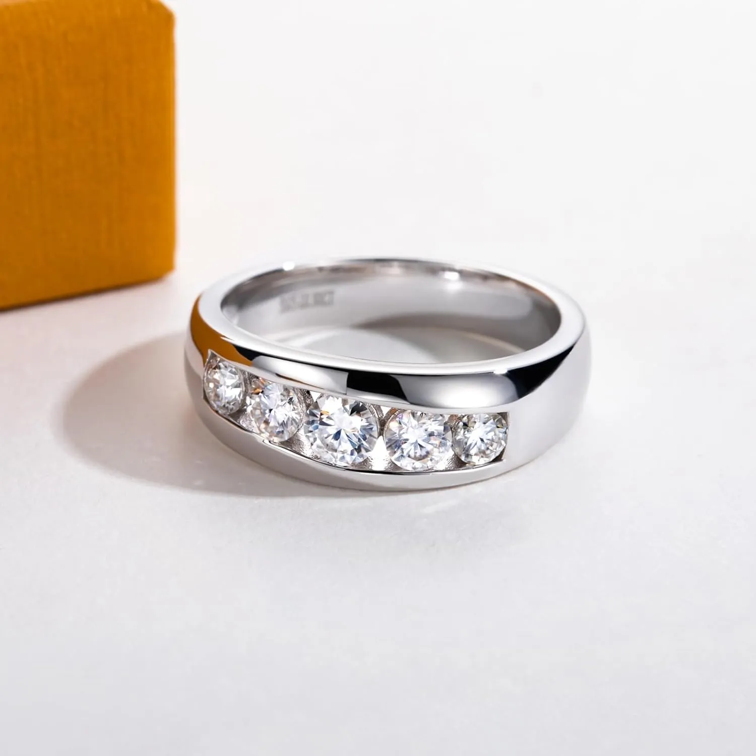 Moissanite Rings Wedding Bands for Women Men Unisex Couple D Color VVS1 Clarity 925 Sterling Silver Eternity Anniversary Band Engagement Promise Ring with Certificate