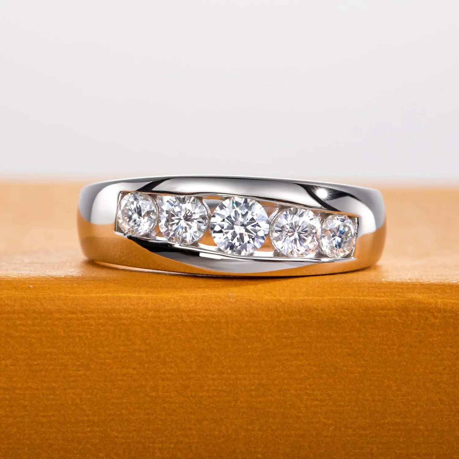 Moissanite Rings Wedding Bands for Women Men Unisex Couple D Color VVS1 Clarity 925 Sterling Silver Eternity Anniversary Band Engagement Promise Ring with Certificate