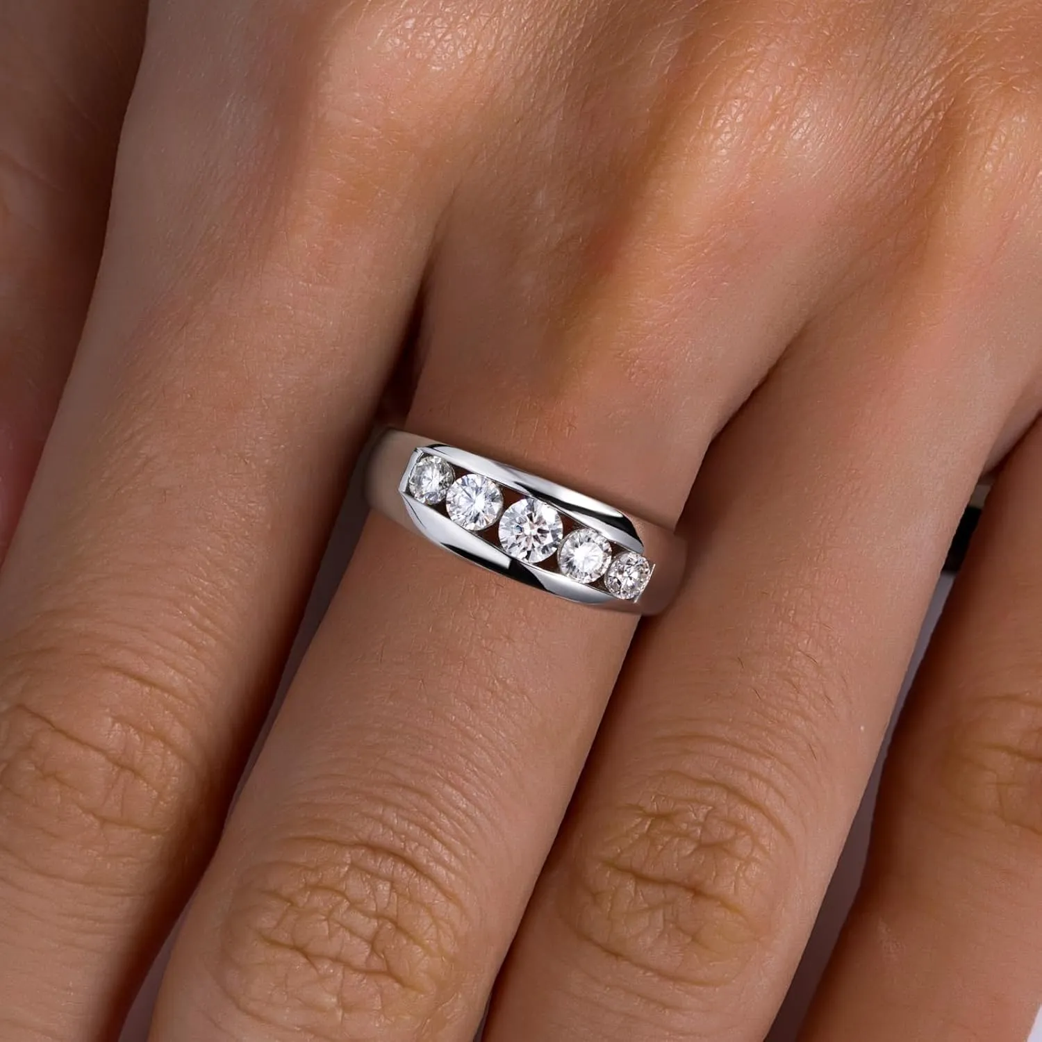 Moissanite Rings Wedding Bands for Women Men Unisex Couple D Color VVS1 Clarity 925 Sterling Silver Eternity Anniversary Band Engagement Promise Ring with Certificate